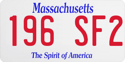MA license plate 196SF2