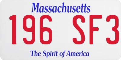 MA license plate 196SF3