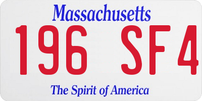 MA license plate 196SF4
