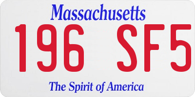 MA license plate 196SF5