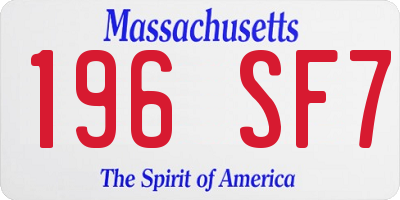 MA license plate 196SF7