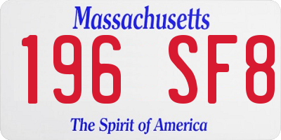 MA license plate 196SF8