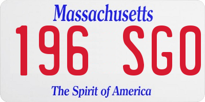 MA license plate 196SG0
