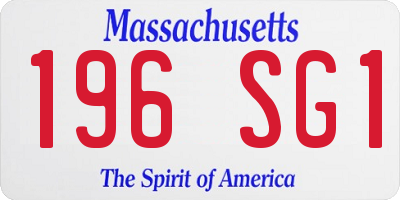 MA license plate 196SG1