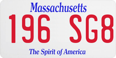 MA license plate 196SG8