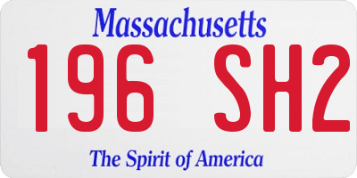 MA license plate 196SH2