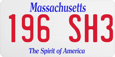 MA license plate 196SH3