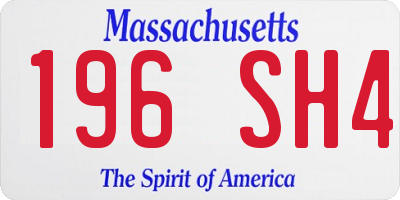 MA license plate 196SH4