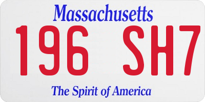 MA license plate 196SH7