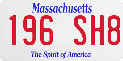 MA license plate 196SH8