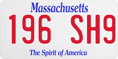 MA license plate 196SH9