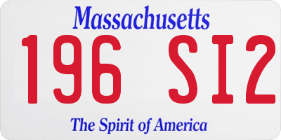 MA license plate 196SI2