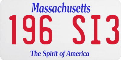 MA license plate 196SI3