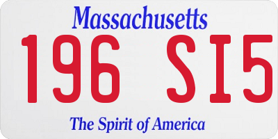MA license plate 196SI5
