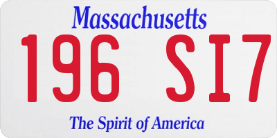 MA license plate 196SI7