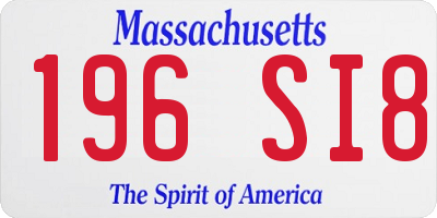 MA license plate 196SI8
