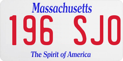 MA license plate 196SJ0