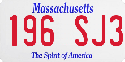 MA license plate 196SJ3