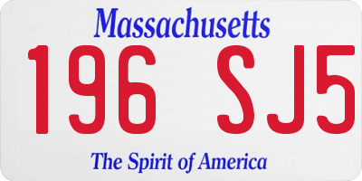 MA license plate 196SJ5
