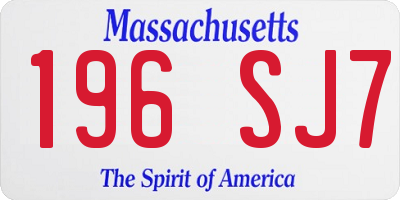 MA license plate 196SJ7