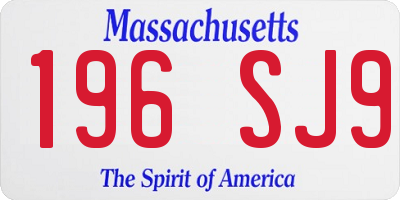 MA license plate 196SJ9