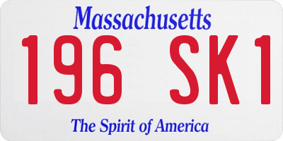 MA license plate 196SK1