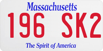 MA license plate 196SK2