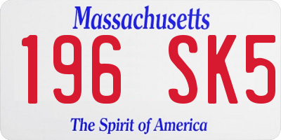 MA license plate 196SK5