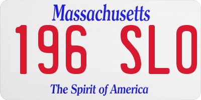 MA license plate 196SL0