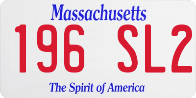MA license plate 196SL2