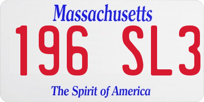 MA license plate 196SL3