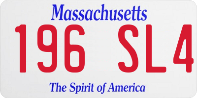 MA license plate 196SL4