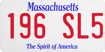 MA license plate 196SL5