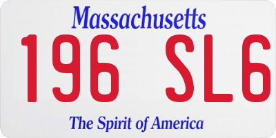 MA license plate 196SL6