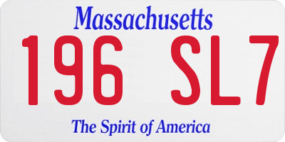 MA license plate 196SL7