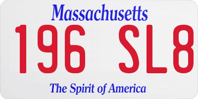 MA license plate 196SL8