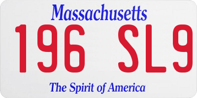 MA license plate 196SL9