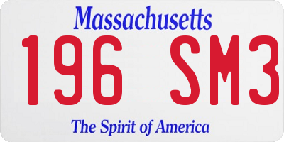 MA license plate 196SM3