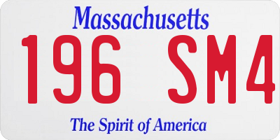 MA license plate 196SM4