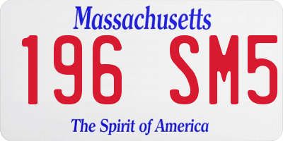 MA license plate 196SM5
