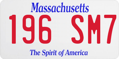 MA license plate 196SM7