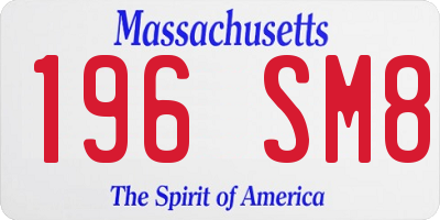 MA license plate 196SM8