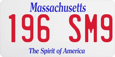 MA license plate 196SM9