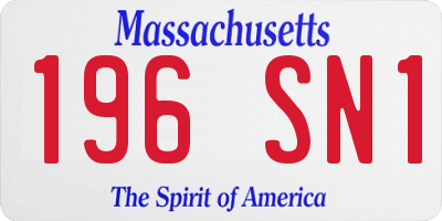 MA license plate 196SN1