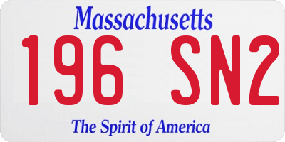MA license plate 196SN2