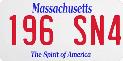 MA license plate 196SN4