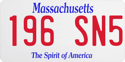 MA license plate 196SN5
