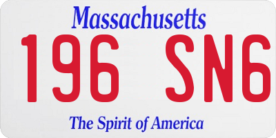 MA license plate 196SN6