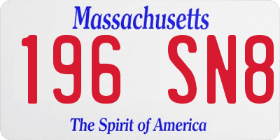 MA license plate 196SN8
