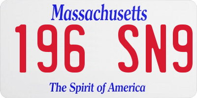 MA license plate 196SN9